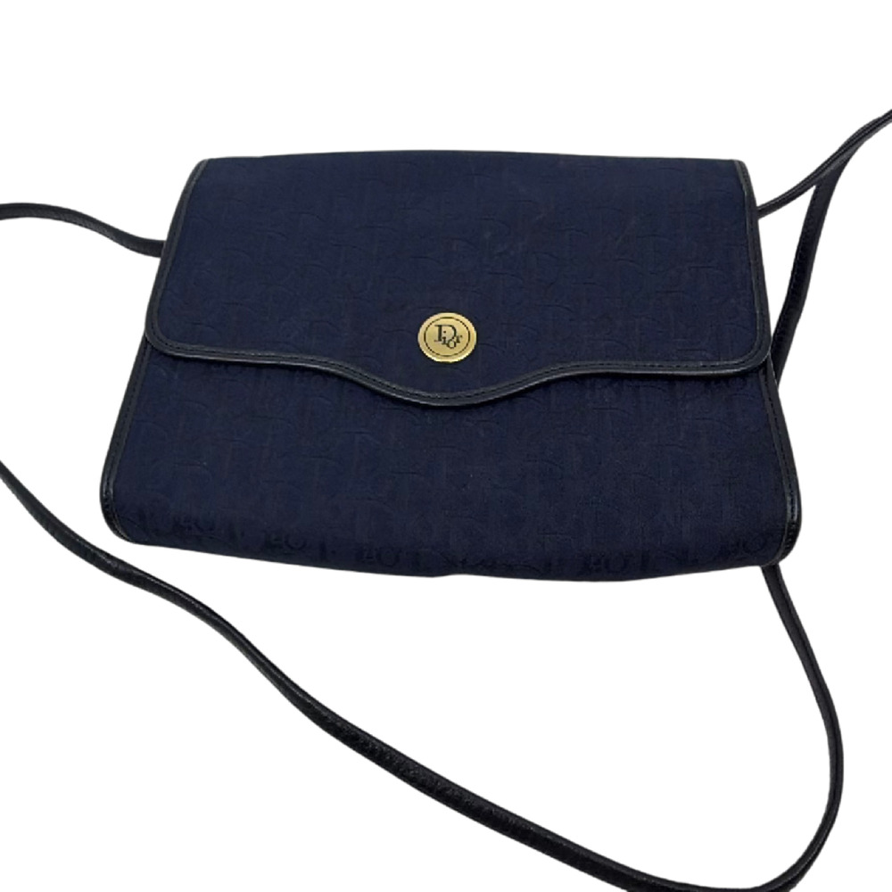 Christian Dior Oblique Flap Blue Jacquard Canvas Shoulder Ba